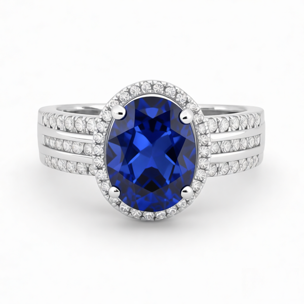 GRANDEUR OVAL LAB GROWN SAPPHIRE RING R12018