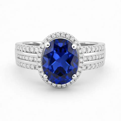 GRANDEUR OVAL LAB GROWN SAPPHIRE RING R12018