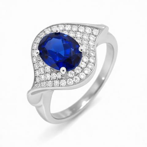 GRANDEUR OVAL LAB GROWN SAPPHIRE RING R12068
