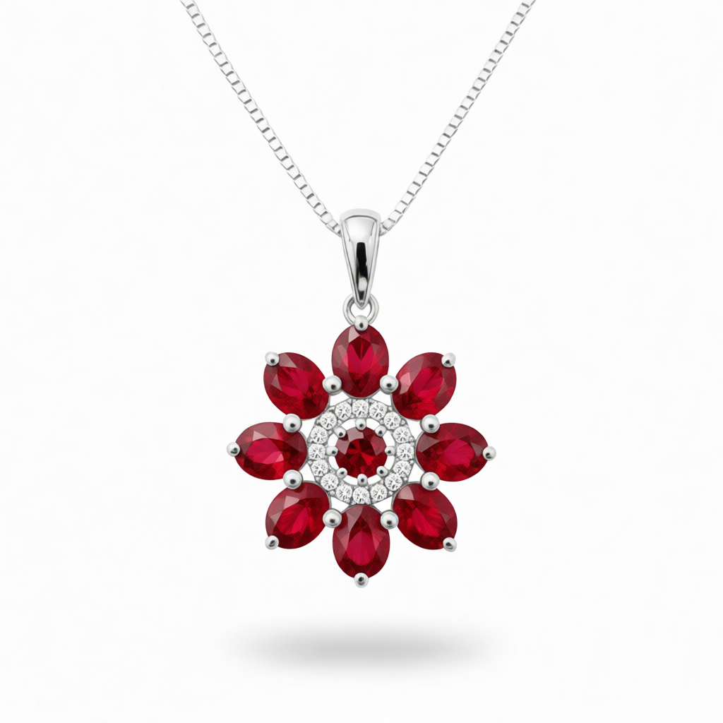 GRANDEUR OVAL ROUND LAB GROWN RUBY PENDANT P12119A
