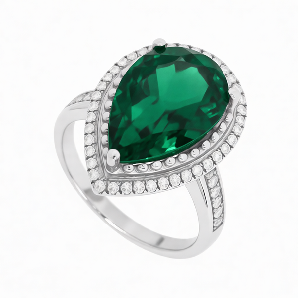 GRANDEUR PEAR LAB GROWN EMERALD RING R12037