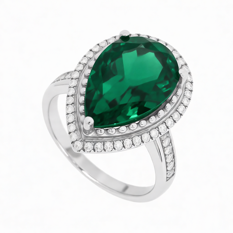 GRANDEUR PEAR LAB GROWN EMERALD RING R12037