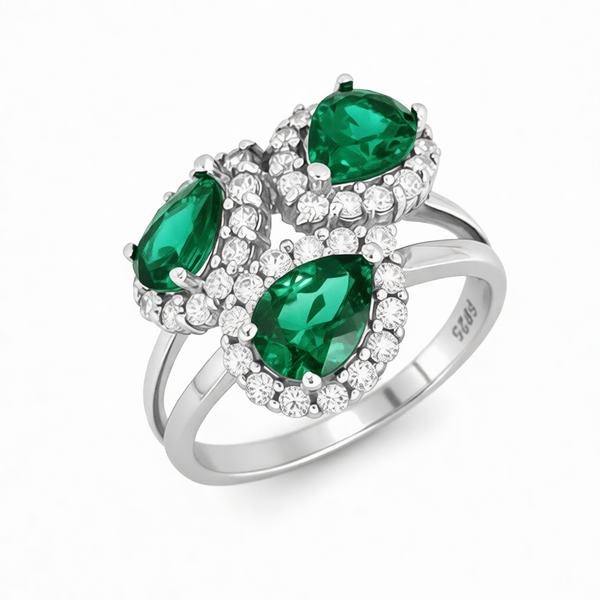 GRANDEUR PEAR LAB GROWN EMERALD RING R12070