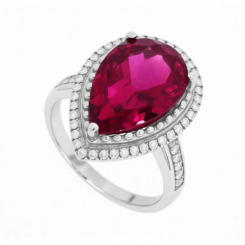 GRANDEUR PEAR LAB GROWN RUBY RING R12036
