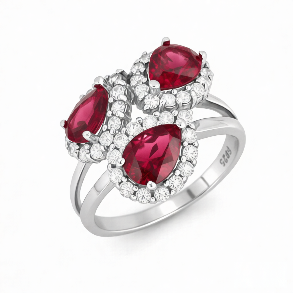 GRANDEUR PEAR LAB GROWN RUBY RING R12071