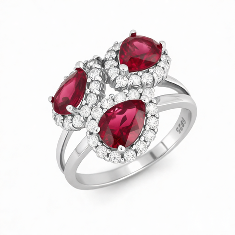 GRANDEUR PEAR LAB GROWN RUBY RING R12071