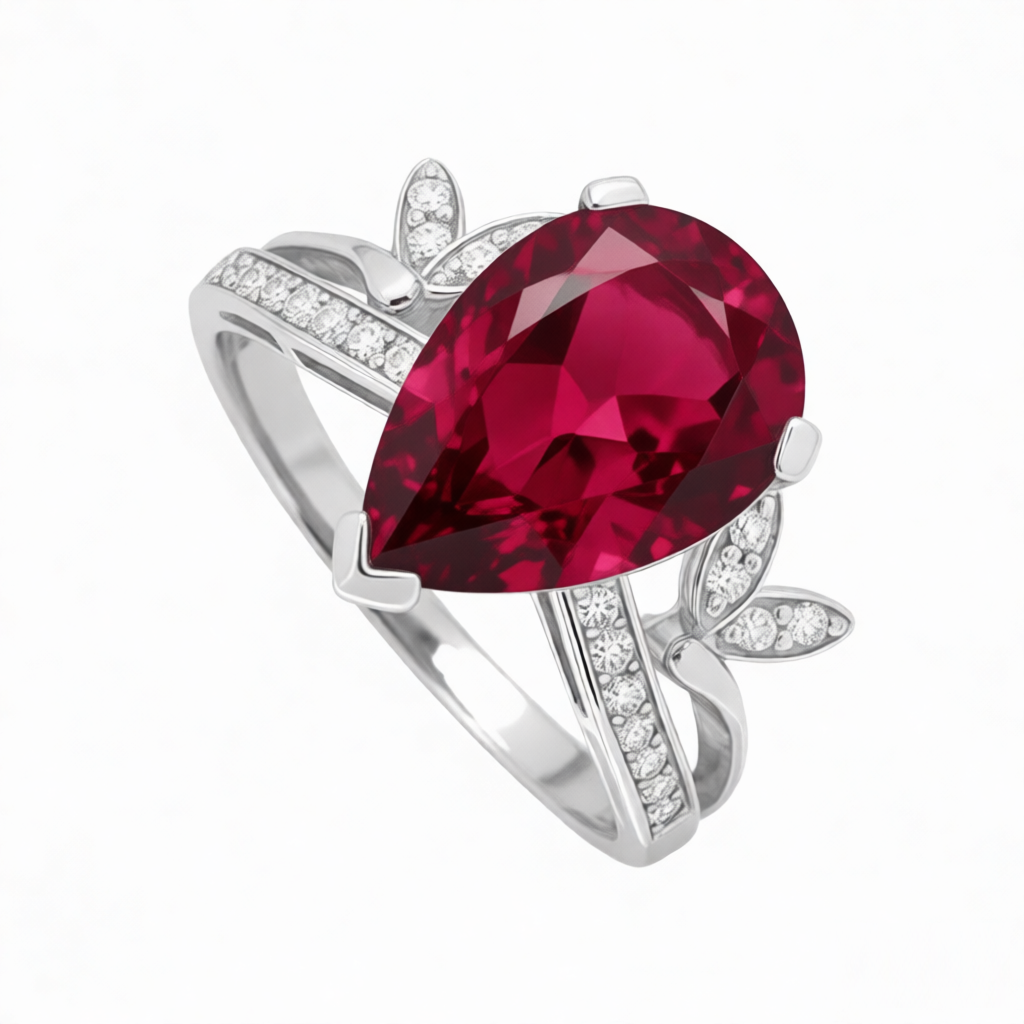 GRANDEUR PEAR LAB GROWN RUBY RING R12099