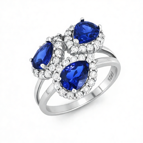 GRANDEUR PEAR LAB GROWN SAPPHIRE RING R12072