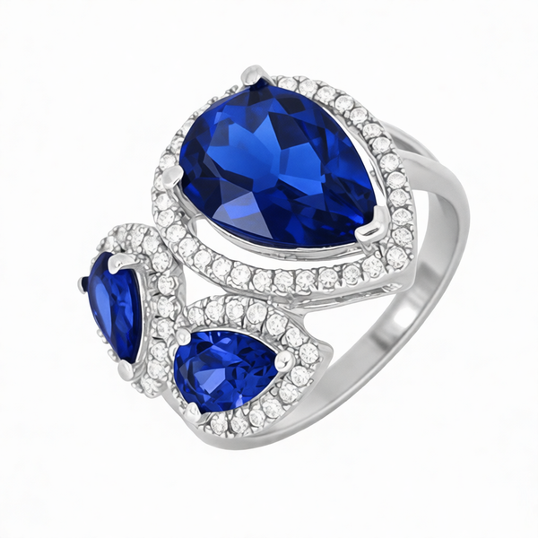 GRANDEUR PEAR LAB GROWN SAPPHIRE RING R12088