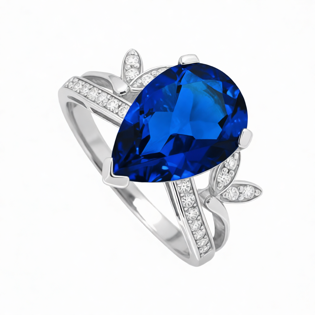 GRANDEUR PEAR LAB GROWN SAPPHIRE RING R12100