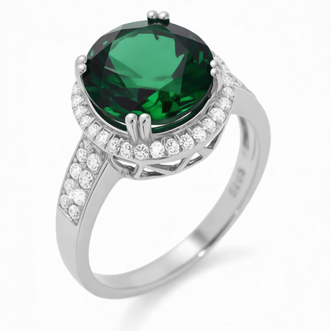 GRANDEUR ROUND LAB GROWN EMERALD RING R12003