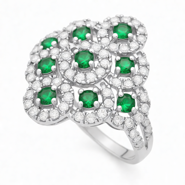 GRANDEUR ROUND LAB GROWN EMERALD RING R12008