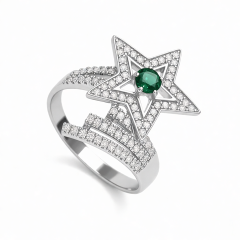 GRANDEUR ROUND LAB GROWN EMERALD RING R12089