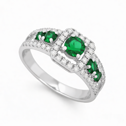 GRANDEUR ROUND LAB GROWN EMERALD RING R12094