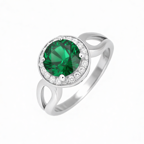 GRANDEUR ROUND LAB GROWN EMERALD RING R12097