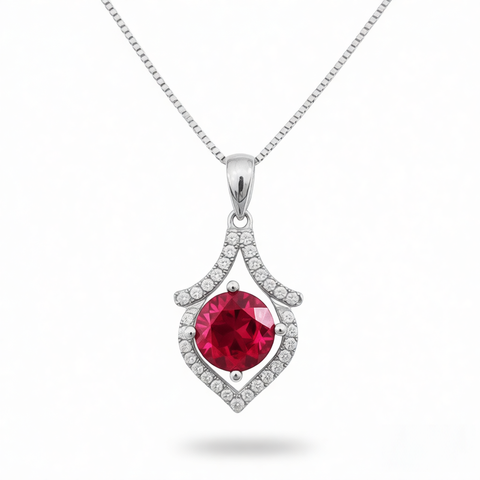GRANDEUR ROUND LAB GROWN RUBY PENDANT P12122