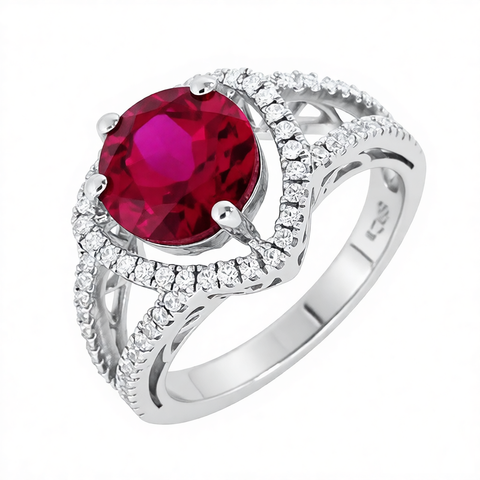 GRANDEUR ROUND LAB GROWN RUBY RING 12013