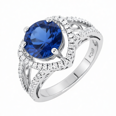 GRANDEUR ROUND LAB GROWN SAPPHIRE RING R12015