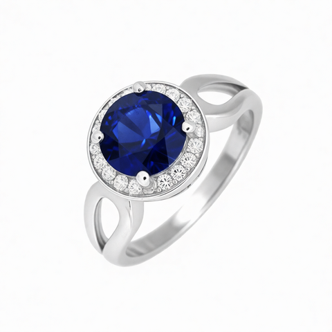 GRANDEUR ROUND LAB GROWN SAPPHIRE RING R12095