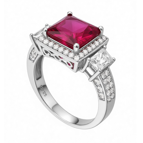 GRANDEUR SQUARE LAB GROWN RUBY RING R12021