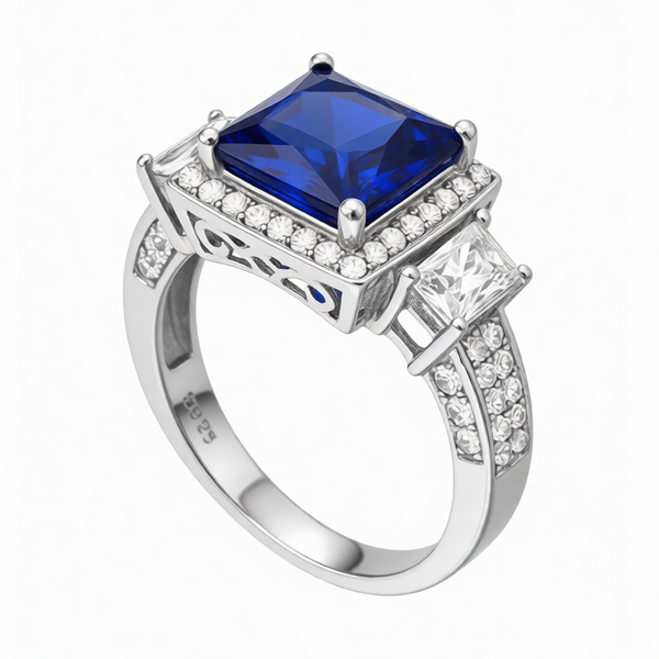 GRANDEUR SQUARE LAB GROWN SAPPHIRE RING R12023