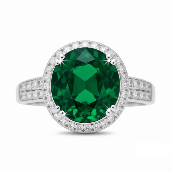 GRANDEUR ROUND LAB GROWN EMERALD RING