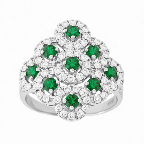 GRANDEUR ROUND LAB GROWN EMERALD RING