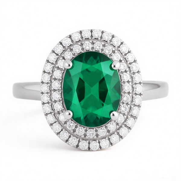 GRANDEUR OVAL LAB GROWN EMERALD RING