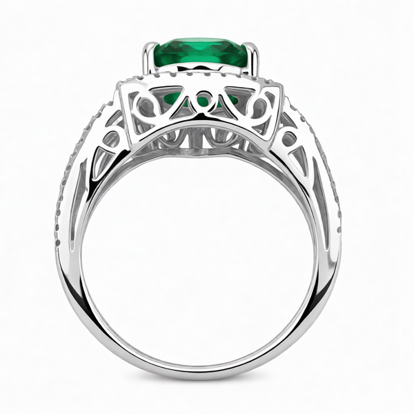 GRANDEUR ROUND LAB GROWN EMERALD RING