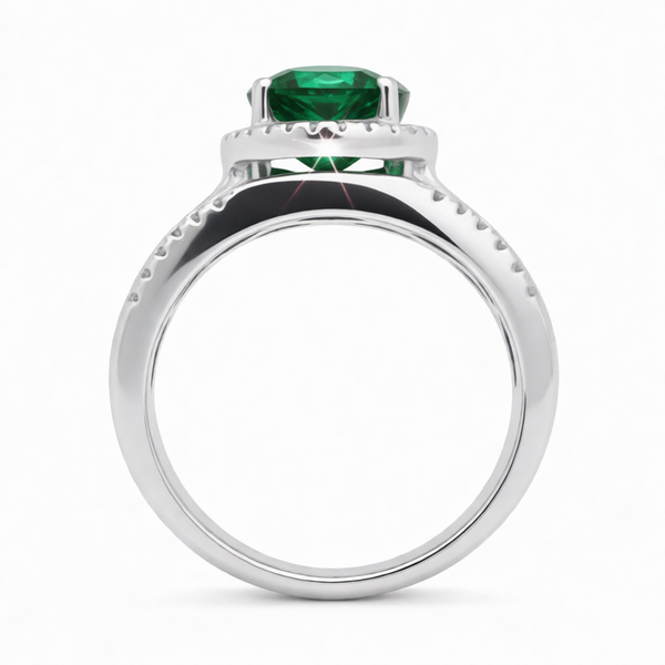 GRANDEUR OVAL LAB GROWN EMERALD RING