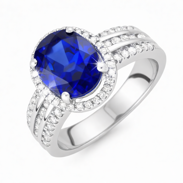 GRANDEUR OVAL LAB GROWN SAPPHIRE RING