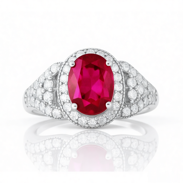 GRANDEUR OVAL LAB GROWN RUBY RING