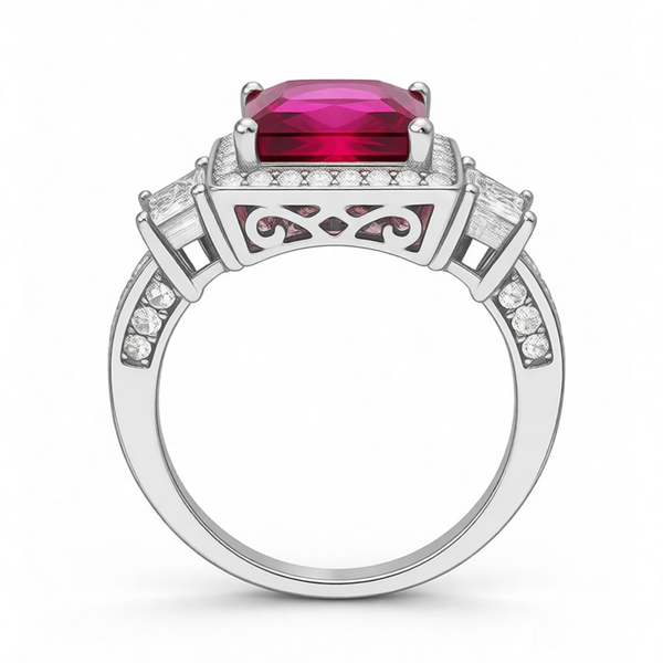 GRANDEUR SQUARE LAB GROWN RUBY RING