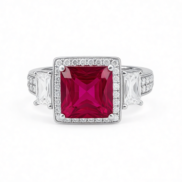 GRANDEUR SQUARE LAB GROWN RUBY RING