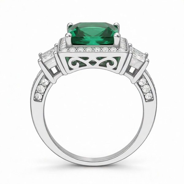 GRANDEUR SQUARE LAB GROWN EMERALD RING