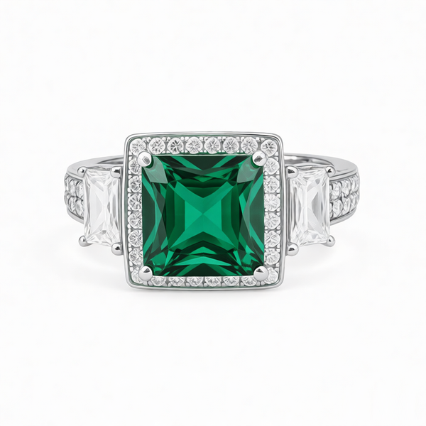 GRANDEUR SQUARE LAB GROWN EMERALD RING