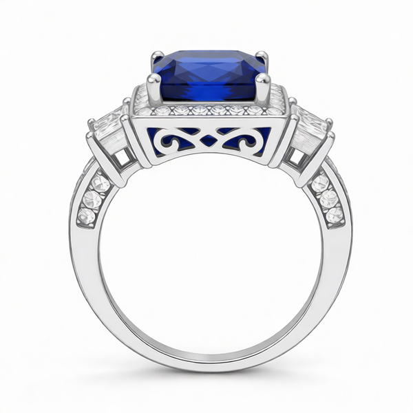 GRANDEUR SQUARE LAB GROWN SAPPHIRE RING