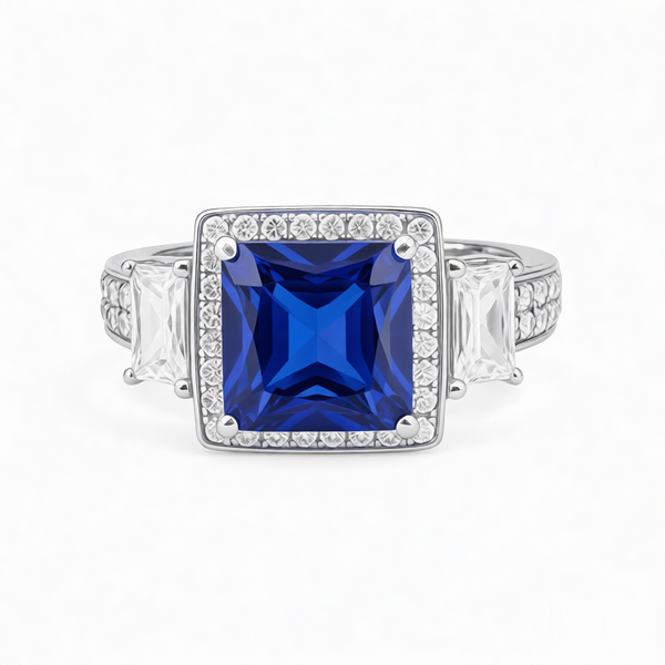 GRANDEUR SQUARE LAB GROWN SAPPHIRE RING