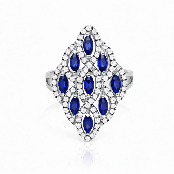GRANDEUR MARQUISE LAB GROWN SAPPHIRE RING