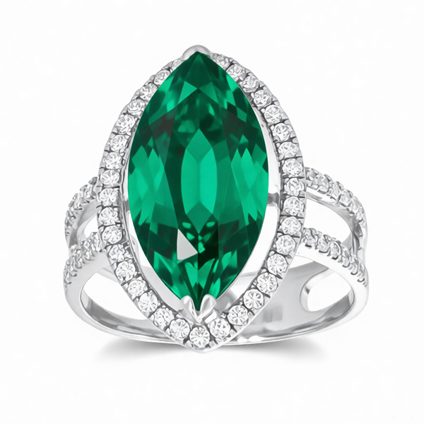 GRANDEUR MARQUISE LAB GROWN EMERALD RING