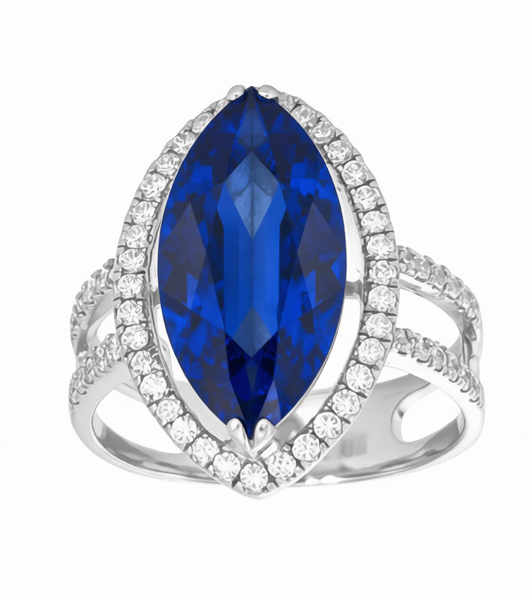 GRANDEUR MARQUISE LAB GROWN SAPPHIRE RING
