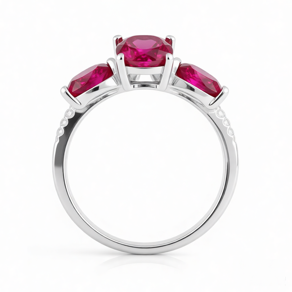 GRANDEUR MARQUISE ROUND PEAR LAB GROWN RUBY RING