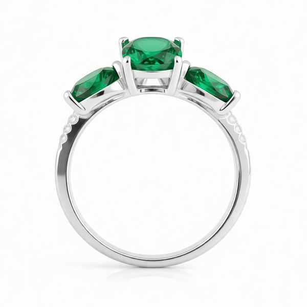 GRANDEUR MARQUISE ROUND PEAR LAB GROWN EMERALD RING