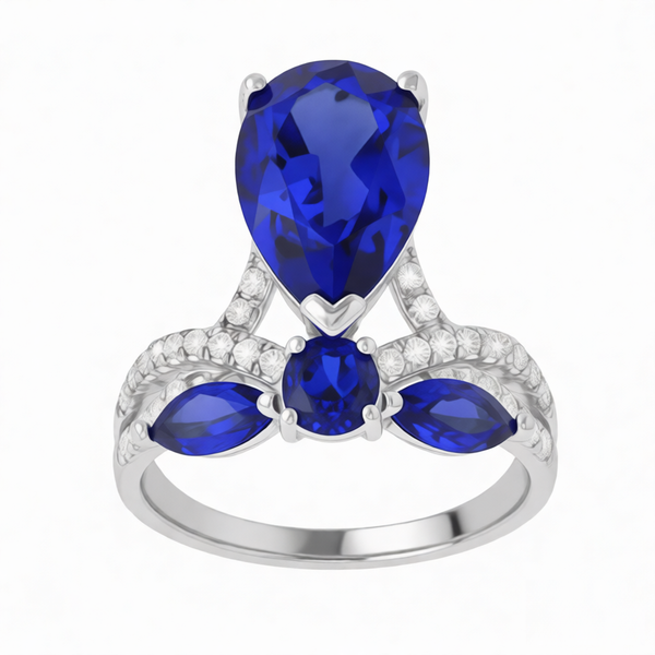 GRANDEUR MARQUISE ROUND PEAR LAB GROWN SAPPHIRE RING
