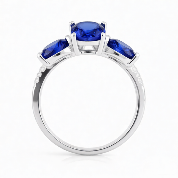 GRANDEUR MARQUISE ROUND PEAR LAB GROWN SAPPHIRE RING