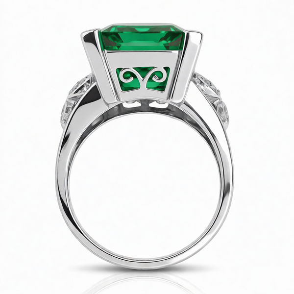GRANDEUR EMERALD CUT LAB GROWN EMERALD RING