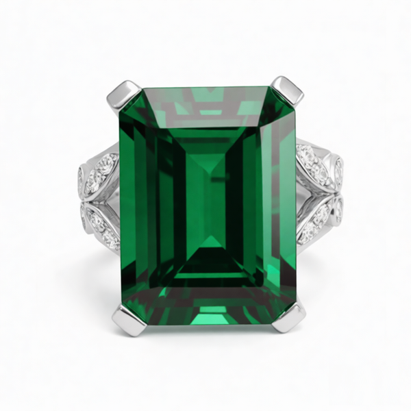 GRANDEUR EMERALD CUT LAB GROWN EMERALD RING