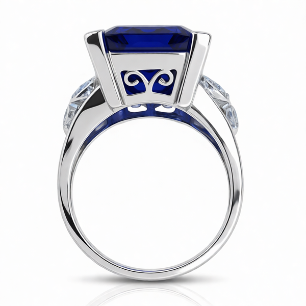 GRANDEUR EMERALD CUT LAB GROWN SAPPHIRE RING
