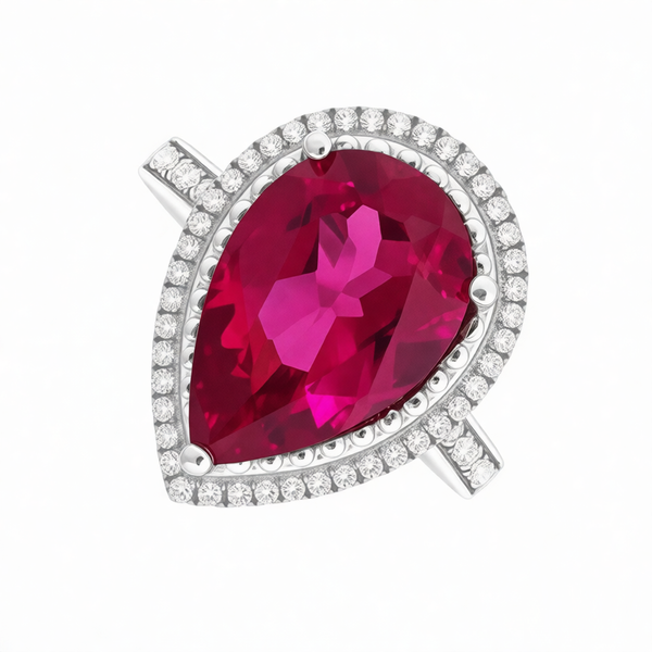 GRANDEUR PEAR LAB GROWN RUBY RING
