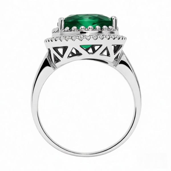 GRANDEUR PEAR LAB GROWN EMERALD RING